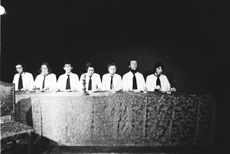 Kugla glumište: Ljubav i pamćenje 1976.: Zlatko Burić, Vladimir Dajković, Darko Blaslov, Naco Oster, Anica Vlašić, Zoran Šilović, Branko Milković. foto: Mladen Babić